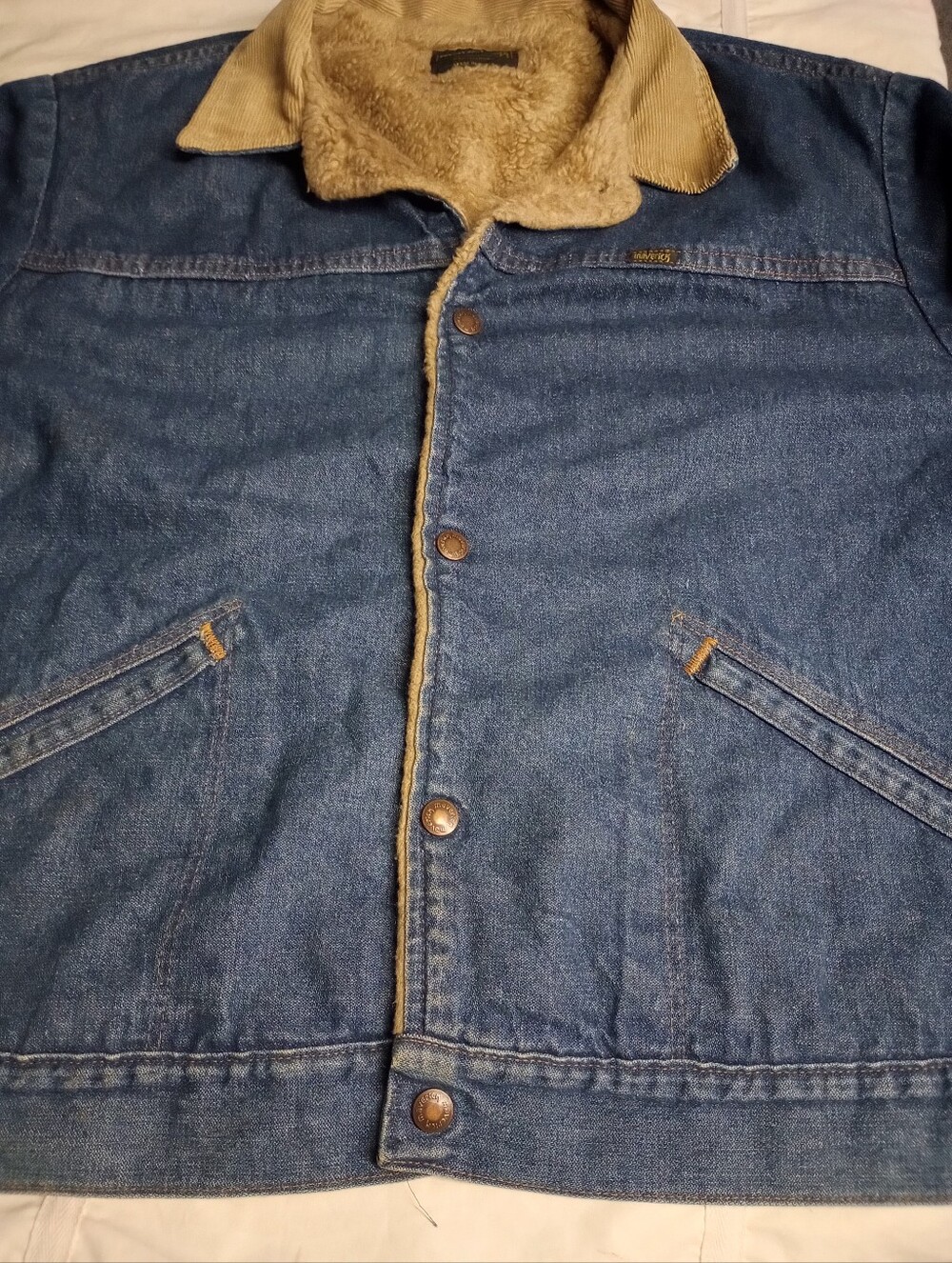 Maverick Men's Blue Denim Sherpa-Lined Jacket Size Large Vintage